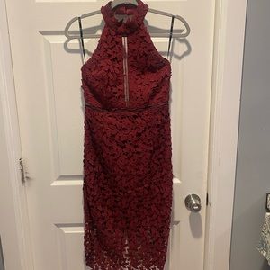 Bardot Gemma Halter Dress in Burgundy (US 6/S)